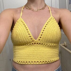 Handmade Crochet Bra Top in Butter Yellow
